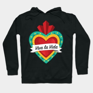 Mexican Sacred Heart III / "Viva la Vida" Frida Kahlo's Quote in Spanish by Akbaly Hoodie